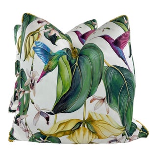 Osborne & Little “Trailing Orchid Outdoor” 22” Pillows-A Pair For Sale