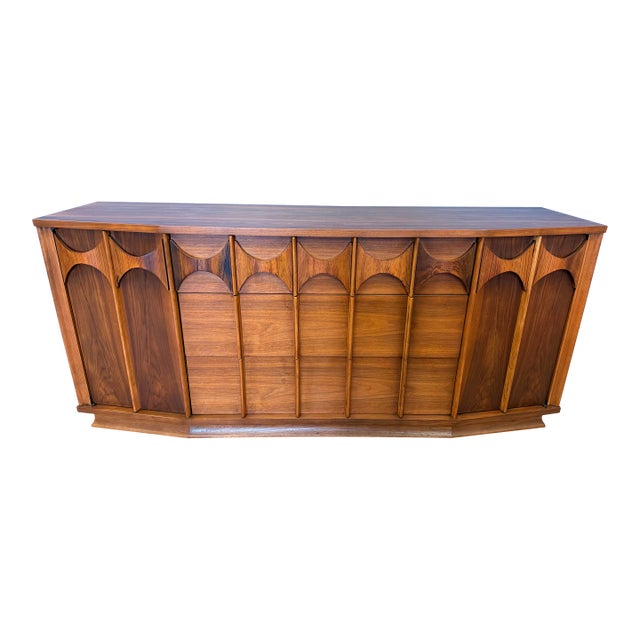 Mid Century Modern Walnut and Rosewood 9 Drawer Dresser Credenza by Kent Coffey From the Perspecta Line For Sale