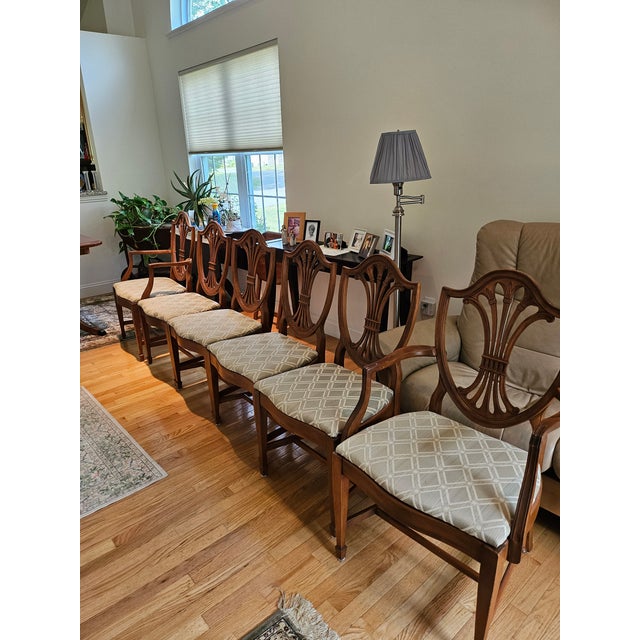 1960s 1960s Drexel Mahogany Double Pedestal Dining Table and Chairs For Sale - Image 5 of 9