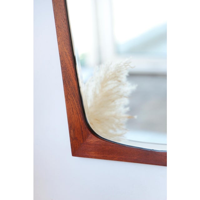 1960s Vintage Danish Teak Trapezoidal Mirror, 1960s For Sale - Image 5 of 11