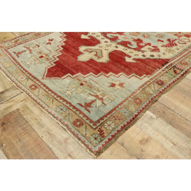 Textile Vintage Turkish Oushak Rug, 04'02 X 08'07 For Sale - Image 7 of 10