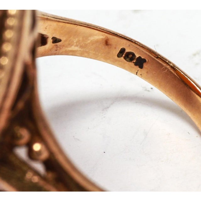 Metal Vintage 10k Yellow Gold & Carved Shell Cameo Ring For Sale - Image 7 of 11