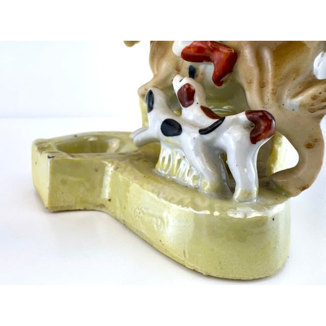 Vintage 1940's Hiten Japan Porcelain Equestrian Desk Caddy With Horse & Dogs For Sale - Image 10 of 11