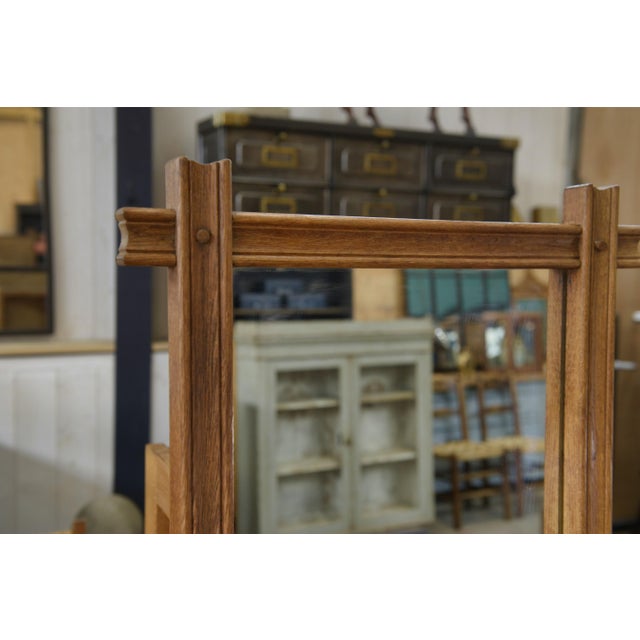 Vintage Brutalist Style Oak Mirror, 1950s, in Very Good conditions. Designed 1950 to 1959