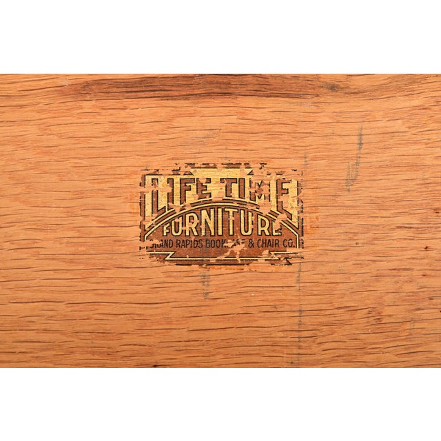 Brown Lifetime Furniture Antique Mission Oak Arts & Crafts Drop Front Secretary Desk, Circa 1910 For Sale - Image 8 of 15