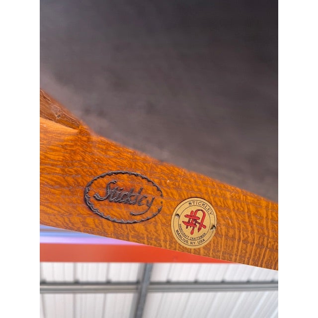 Pair of Stickley Furniture Wine/Blue Geometric Mission Prairie Oak Loveseats / Sofa's For Sale - Image 14 of 18