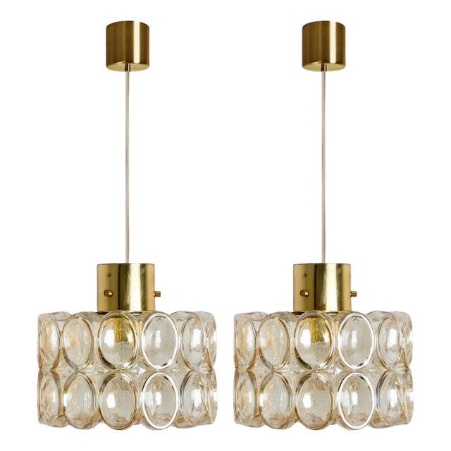 Amber Glass Pendant attributed to Helena Tynell for Glashütte Limburg, 1970s For Sale