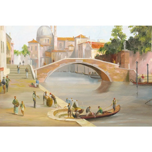 Wood Mid 19th Century Venetian Scene Oil Painting, Framed For Sale - Image 7 of 12
