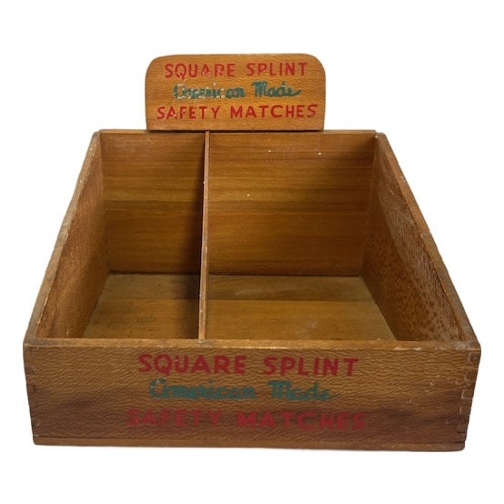Antique Square Splint American Made Safety Matches Store Display For Sale