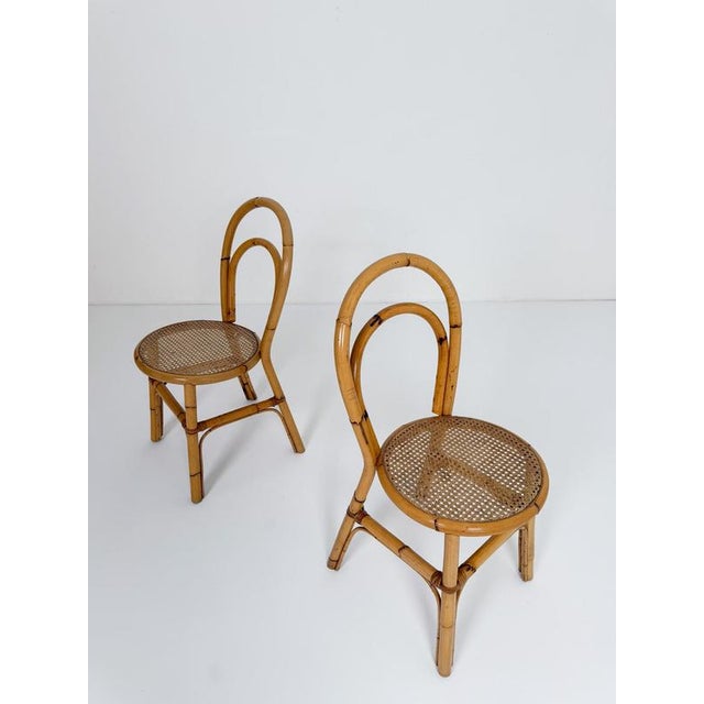 1960s Mid-Century Italian Bent Bamboo and Vienna Cane Dining Chairs, 1960s, Set of 5 For Sale - Image 5 of 18