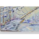 Blue French Vintage Seascape Painting on Board For Sale - Image 8 of 10