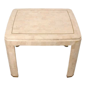 Tessellated Stone and Brass End Side Table by Maitland Smith C. 1984