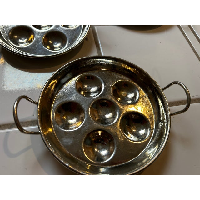 Mid 20th Century Mid 20th Century Set of Vintage Stainless Steel Escargot Plates - Set of 8 For Sale - Image 5 of 7