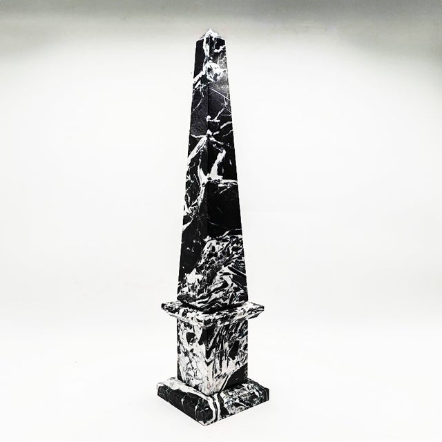 Large Hand-Carved Obelisk in Black Marble of Aquitaine, Italy, 1970s For Sale - Image 4 of 10