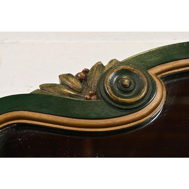 1920s Stickley Brothers Antique Early American Country Cottage Green Lacquered Wall Mirror, Circa 1920s For Sale - Image 5 of 10