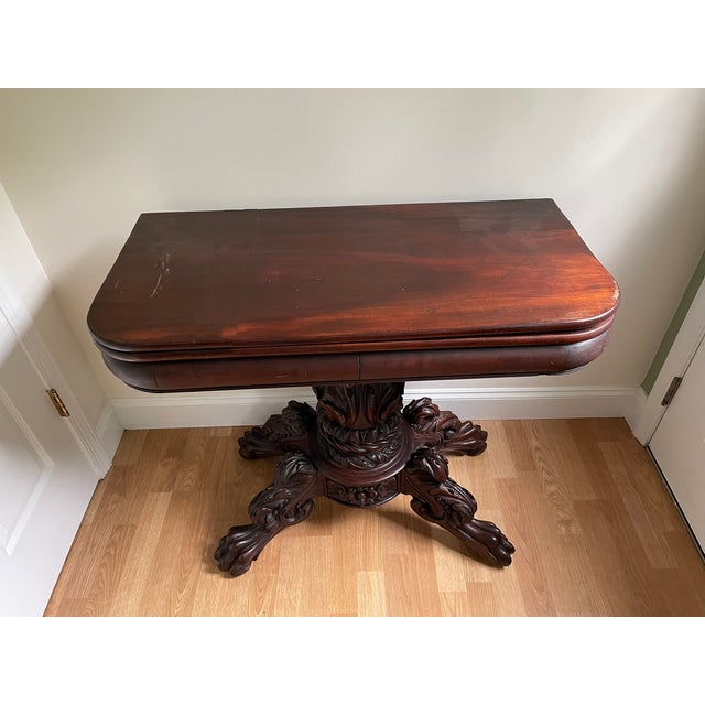 Rococo Hand Carved Late 19th C. Continental Rococo Revival Mahogany Flip‑Top Gueridon / Salon Table For Sale - Image 3 of 11