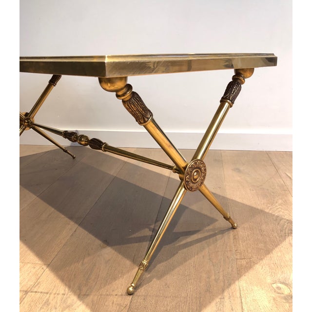 Metal 1940s Neoclassical style coffee table with marble top in the style of Raymond Subes For Sale - Image 7 of 12