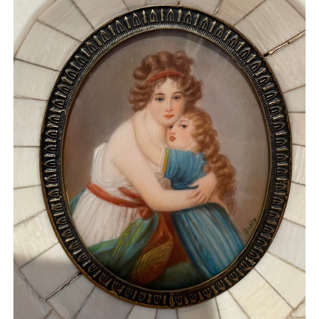 A portrait miniature depicting Elizabeth Vigee Lebrun (1755-1842) and her daughter Julie (1780-1819). Housed in a faux...