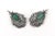 Art Deco Vintage Czech Rhinestone, Rhodium, Silver, Green Glass Dangle Pierced Earrings - 2 Pieces For Sale - Image 3 of 10