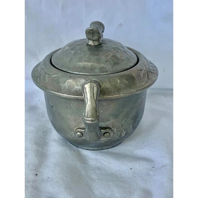 Metal Vintage Faux Bamboo Aluminum Sugar Container For Sale - Image 7 of 11