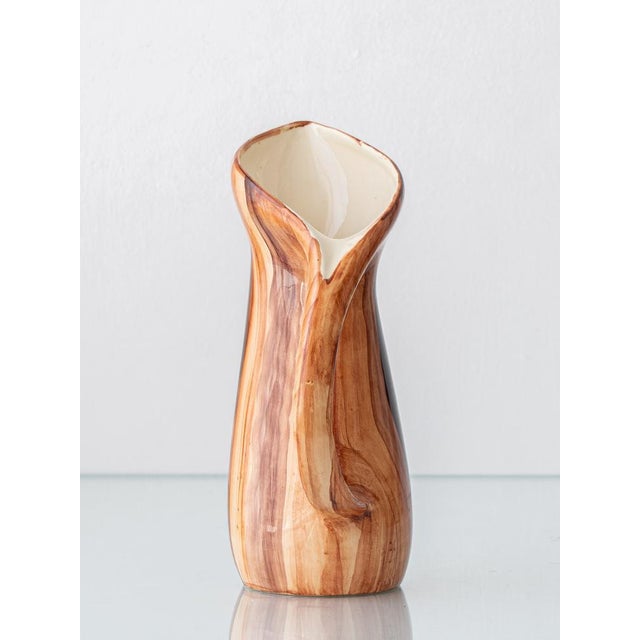 Ceramic Mid-Century Modern French Faux Bois Earthenware Pitcher, 1950 For Sale - Image 7 of 15