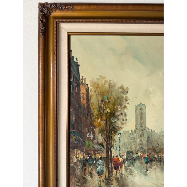 1960s 1960’s Vintage Impressionist Parisian Street Scene Oil on Canvas Painting, Framed For Sale - Image 5 of 11