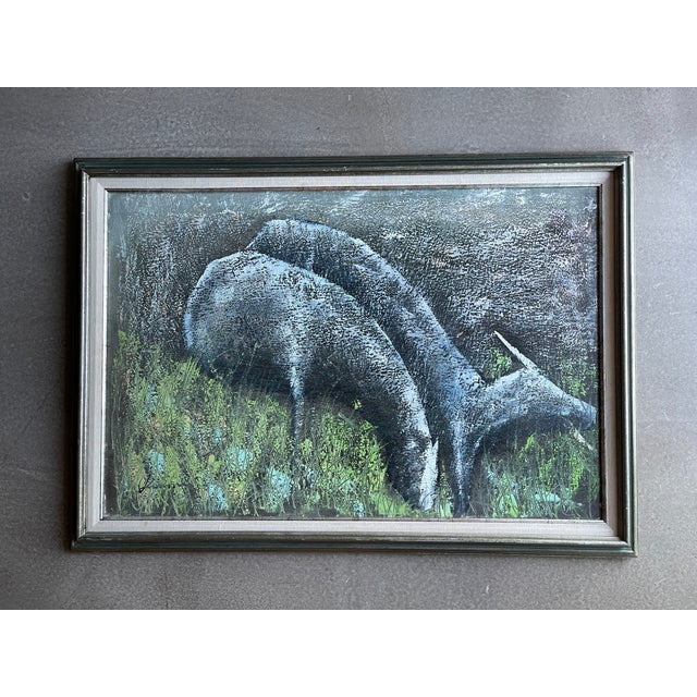 Incredible large scale original artwork on stretched canvas, wood frame and incredible subject matter. Bright colors and...