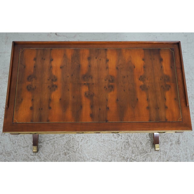 Hekman 2 Drawer Yew Wood & Walnut Library Table For Sale In Philadelphia - Image 6 of 17