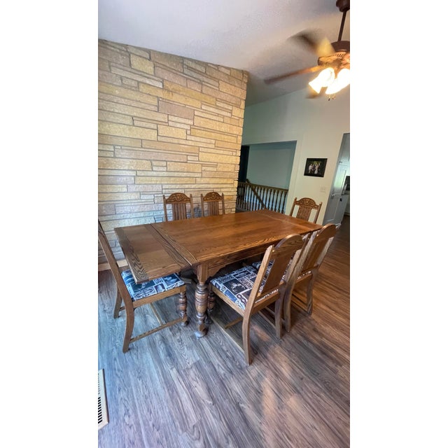 Late 20th Century Jacobean Refractory Dining Table & Chairs For Sale - Image 11 of 12