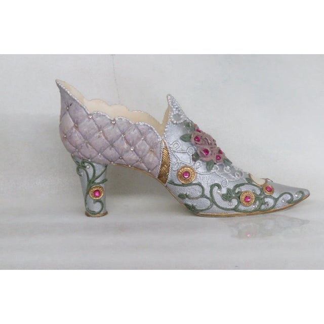 Ceramic Gemstone Design Floral Victorian Style High Heel Shoe Figurine For Sale - Image 12 of 12