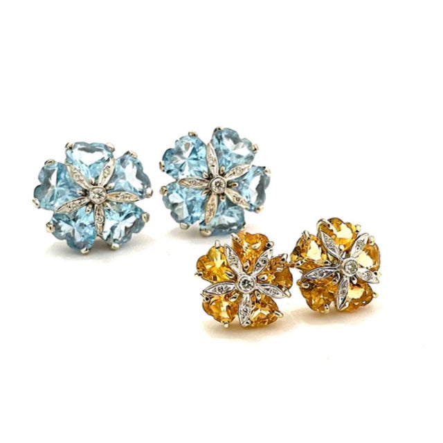 Not Yet Made - Made To Order Christina Addison 18kt Yellow Gold Sand Dollar Earring With Citrine and Diamonds - a Pair For Sale - Image 5 of 12