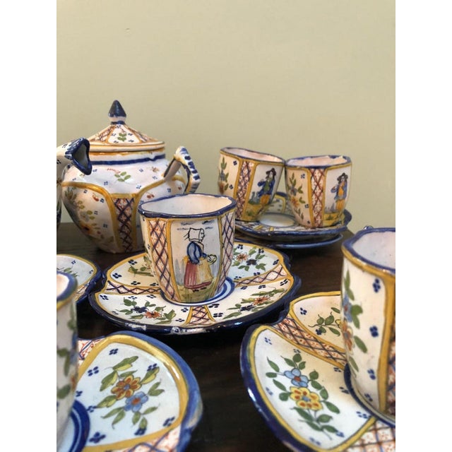 Antique Coffee Set from Henriot Quimper Faience, 1890s-1910s, Set of 24 For Sale - Image 3 of 18