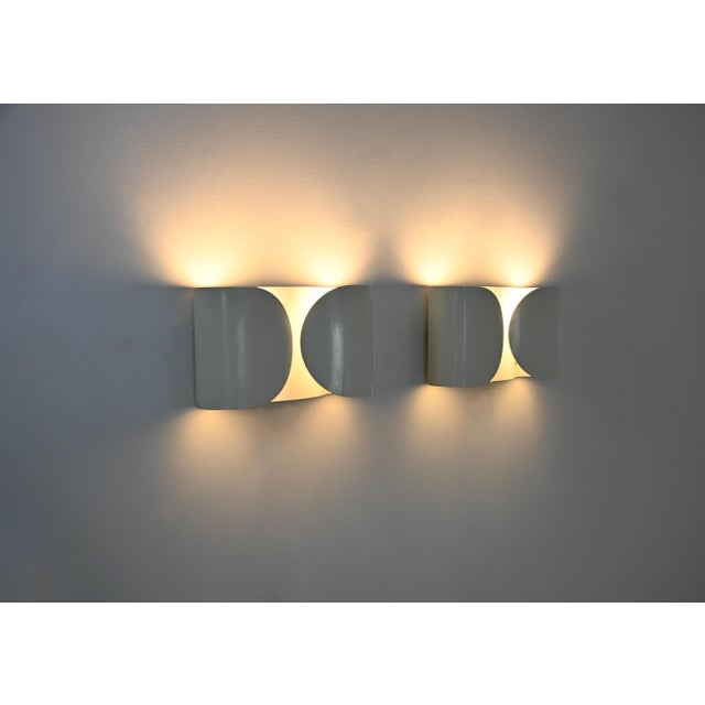 Flos White Foglio Wall Lamps by Tobia & Afra Scarpa for Flos, 1960s, Set of 2 For Sale - Image 4 of 12