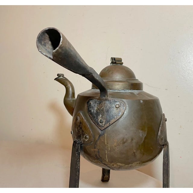 Antique 1800's Handmade Dovetailed Copper Wrought Iron Swedish Tea Kettle Pot For Sale - Image 11 of 11