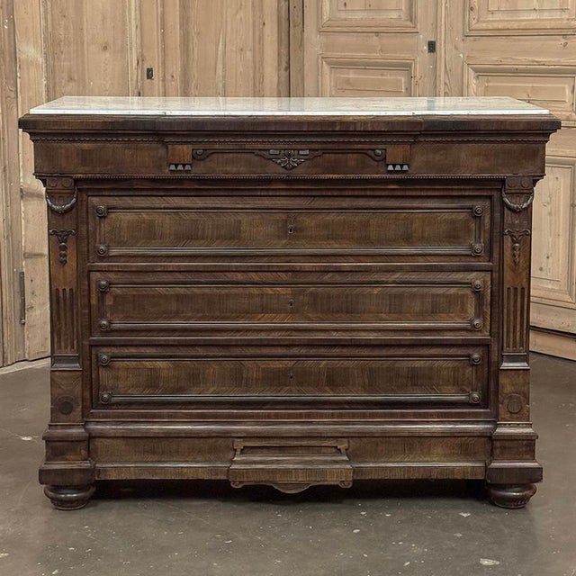 Mid 19th Century 19th Century Napoleon III Neoclassical Rosewood Commode With Original Carrara Marble For Sale - Image 5 of 18