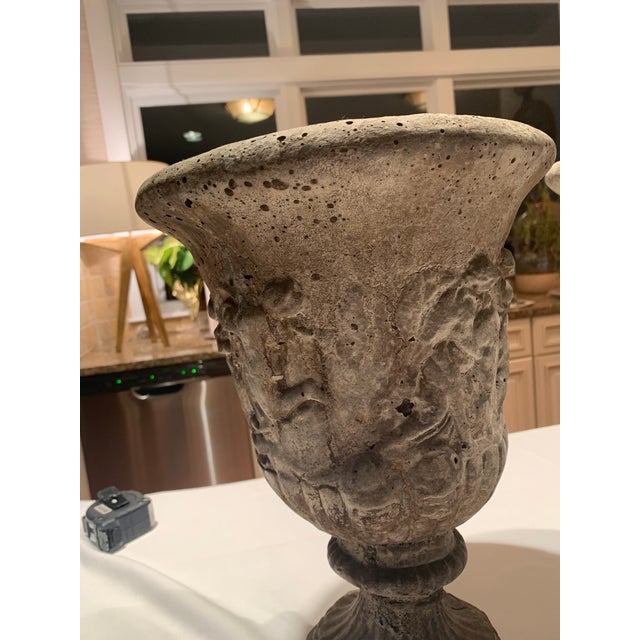 1900 - 1909 Antique Cast Stone Garden Urns - a Pair For Sale - Image 5 of 13