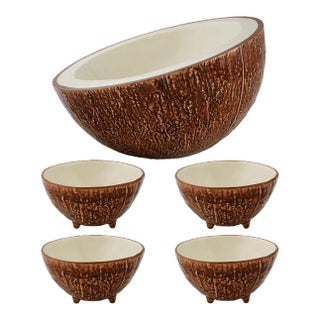 Bordallo Pinheiro Tropical Fruits 5-Piece Salad Serving Set, Coconut For Sale