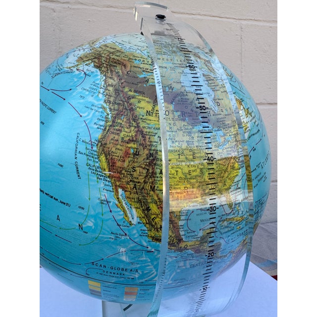 Vintage 1987 Scan-Globe Illuminated Globe With Lucite Base — Denmark For Sale - Image 4 of 10
