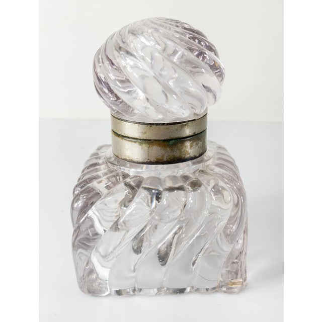 We are sellign this oversized pressed glass inkwell with pale amethyst glass. This inkwell is in the style of French House...