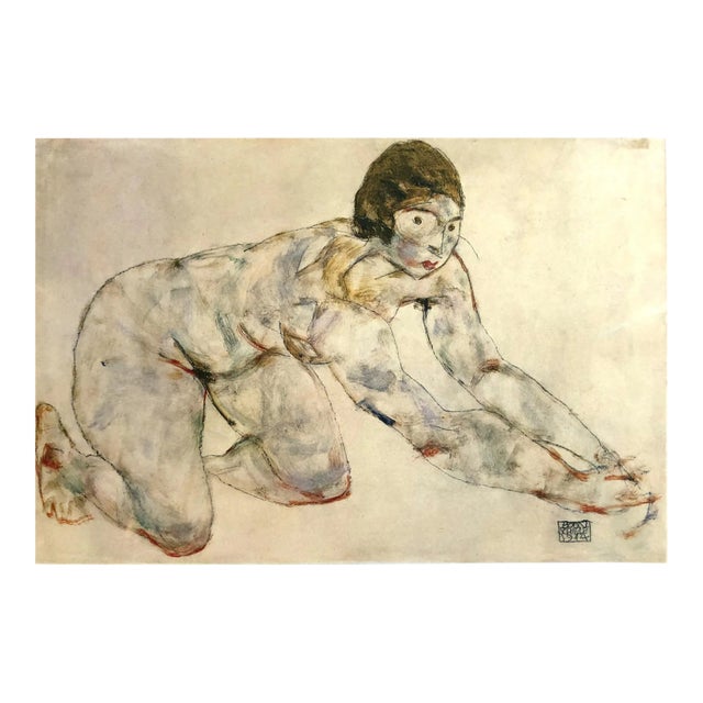 1981 Egon Schiele 29 Erotic Drawings Kneeling Nude For Sale