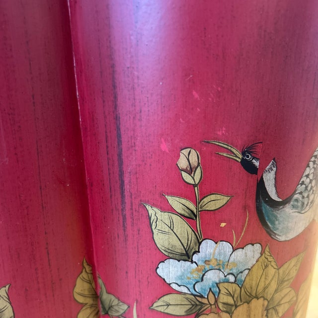 Vintage Red Chinoiserie Wastebin For Sale - Image 10 of 11