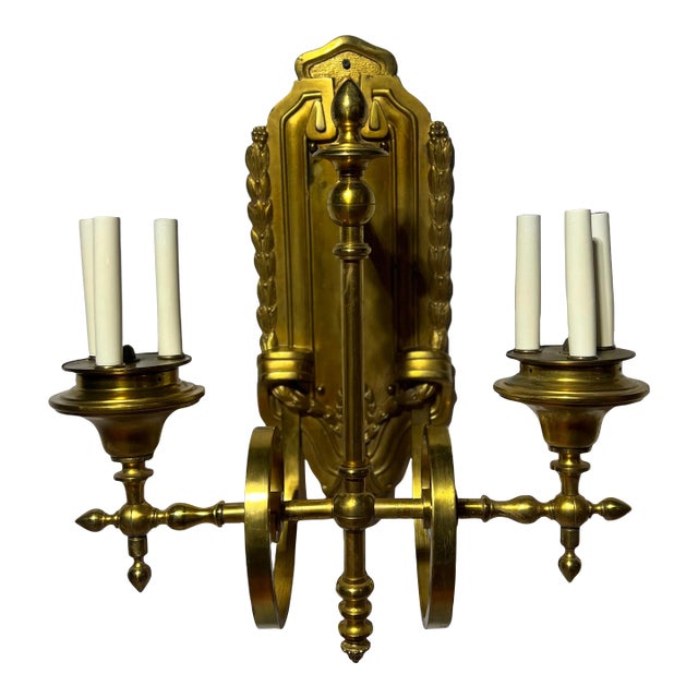 Magnificent E. F. Caldwell & Co Gilt Bronze Two Arm 6-Light Wall Sconce For Sale