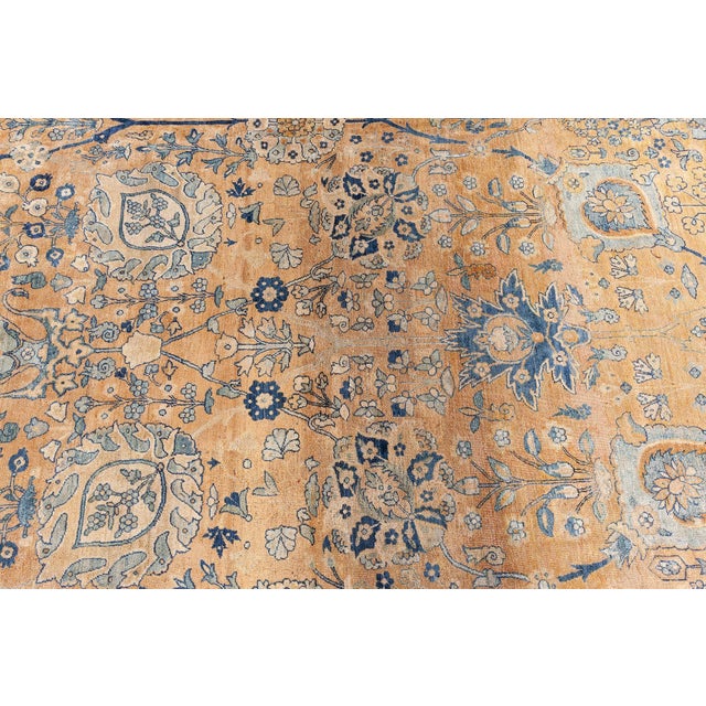 Authentic 19th Century Persian Kirman Handmade Wool Carpet For Sale - Image 4 of 9