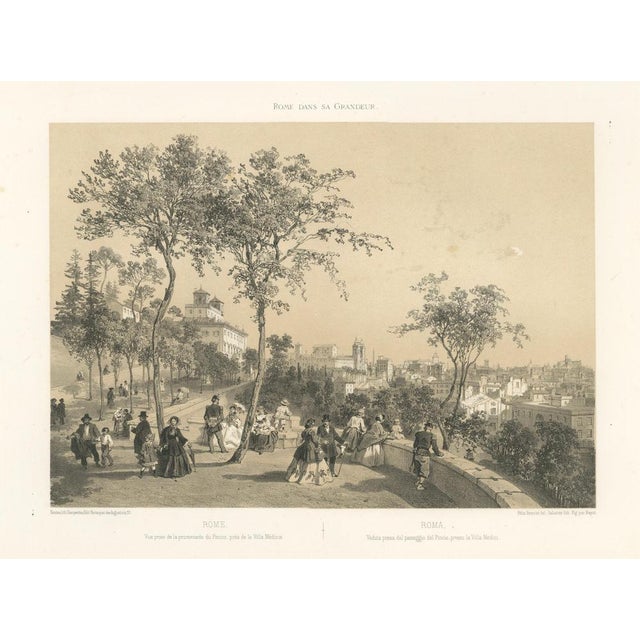 Rome City Panorama from the Pincio – Elegant Promenade Scene, 1869 This panoramic view shows Rome as seen from the Pincian...