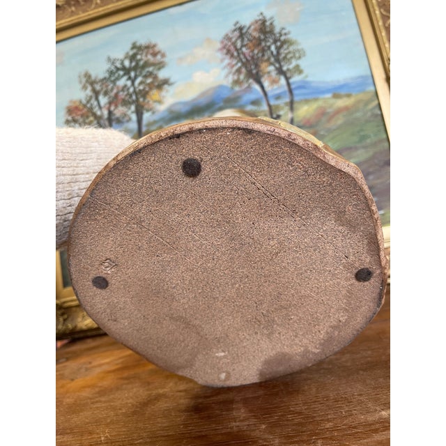 Vintage Studio Pottery Sculptural Vase With Applied Relief and Earth-Tone Glaze For Sale - Image 10 of 11