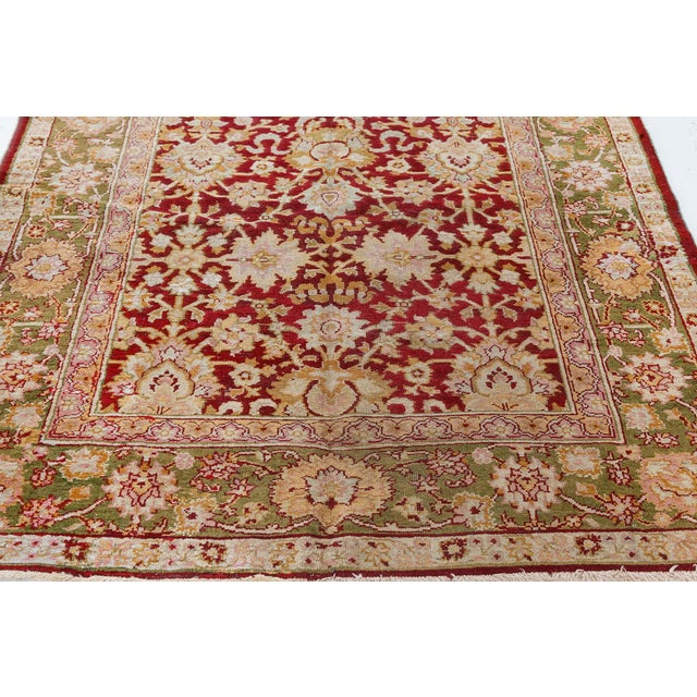 Textile Authentic 19th Century Indian Amritsar Botanic Design Hand Knotted Wool Rug For Sale - Image 7 of 7