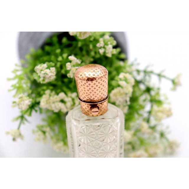 Glass Perfume Bottle with Gold Lid For Sale - Image 3 of 6