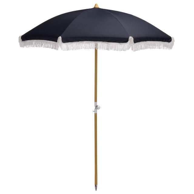 Navy Blue Valencia 6.5 Ft Beach Fringed Umbrella, Navy For Sale - Image 8 of 8