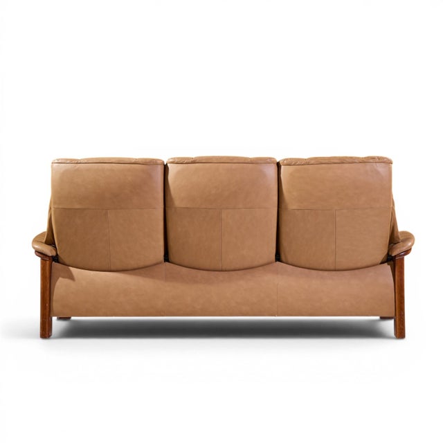 Ekornes Stressless Mid Century Buckingham Leather Reclining Sofa For Sale In Chicago - Image 6 of 10