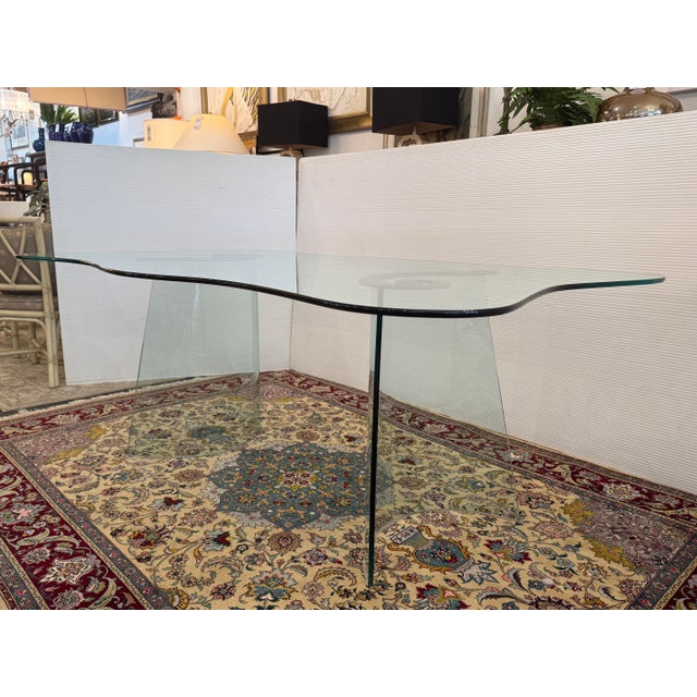 Late 20th Century Post Modern Tempered Glass Dining Room Table For Sale - Image 5 of 12